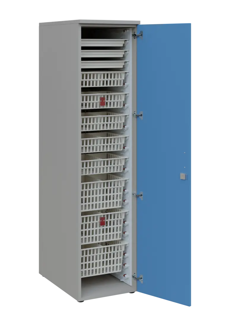 EUROMEDICA D - 46 ABS skříň léková boxová, 1-dveřová, pravá, 1950x460x735, korpus šedý, dvířka paste
